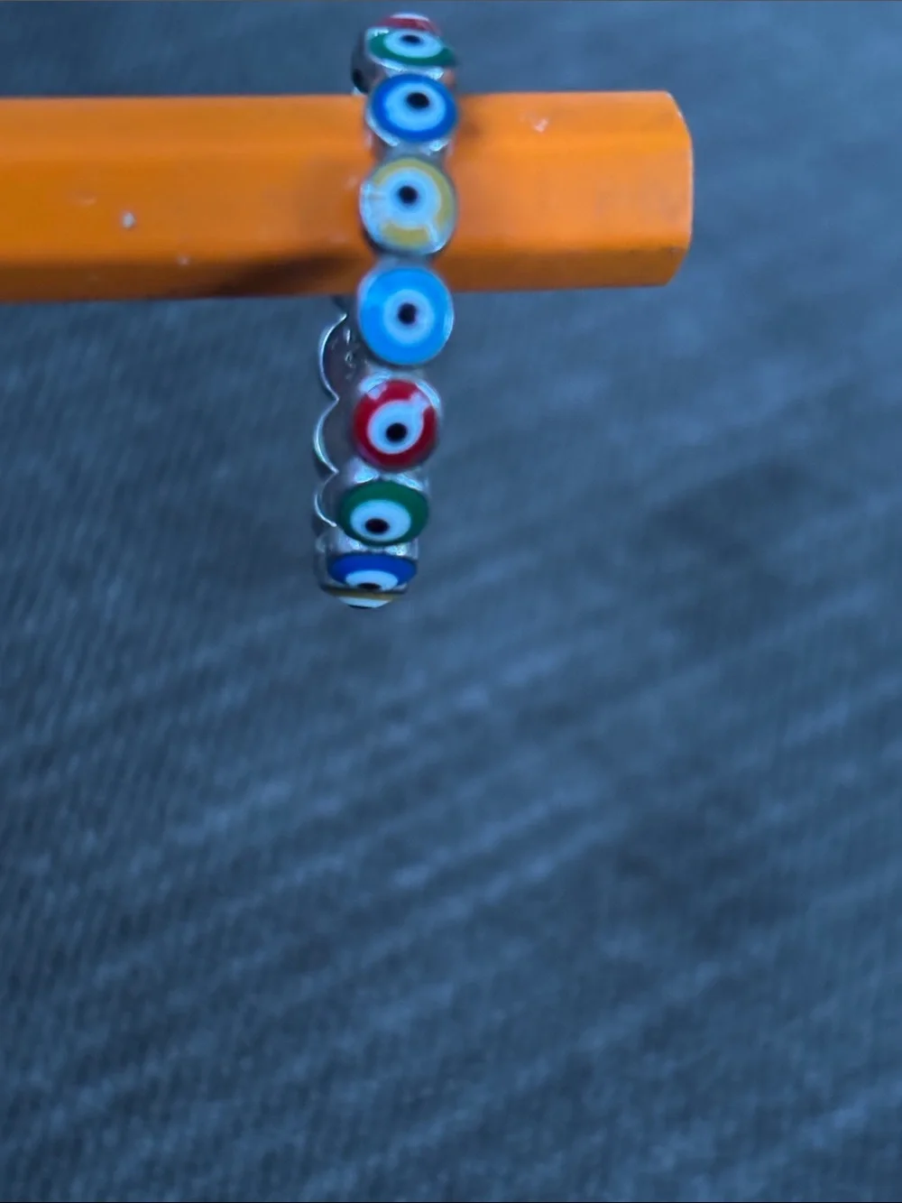 .925 EVIL EYE RING Sterling Silver Yellow Black Blue Green Red Ward off bad mojo